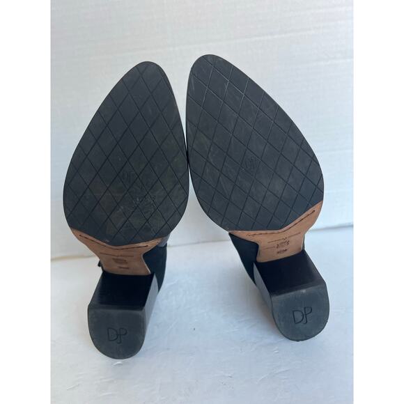 Donald J. Pliner Black Leather and Suede Almond Toe Block Heel Ankle Boots 9.5M - Picture 9 of 10